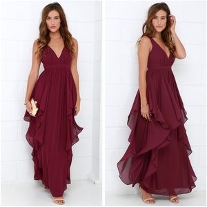 Lulu's Water-Falling for You Burgundy Maxi…